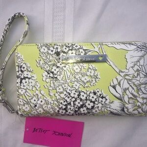 Betsey Johnson wallet zip around wristlet floral NWT
Black,white,neon,lemon/lime